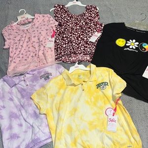 NWT 5 justice girls tops in size XL